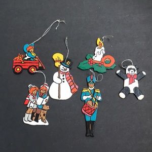 Lot of 6 Vintage Wooden Christmas Ornaments